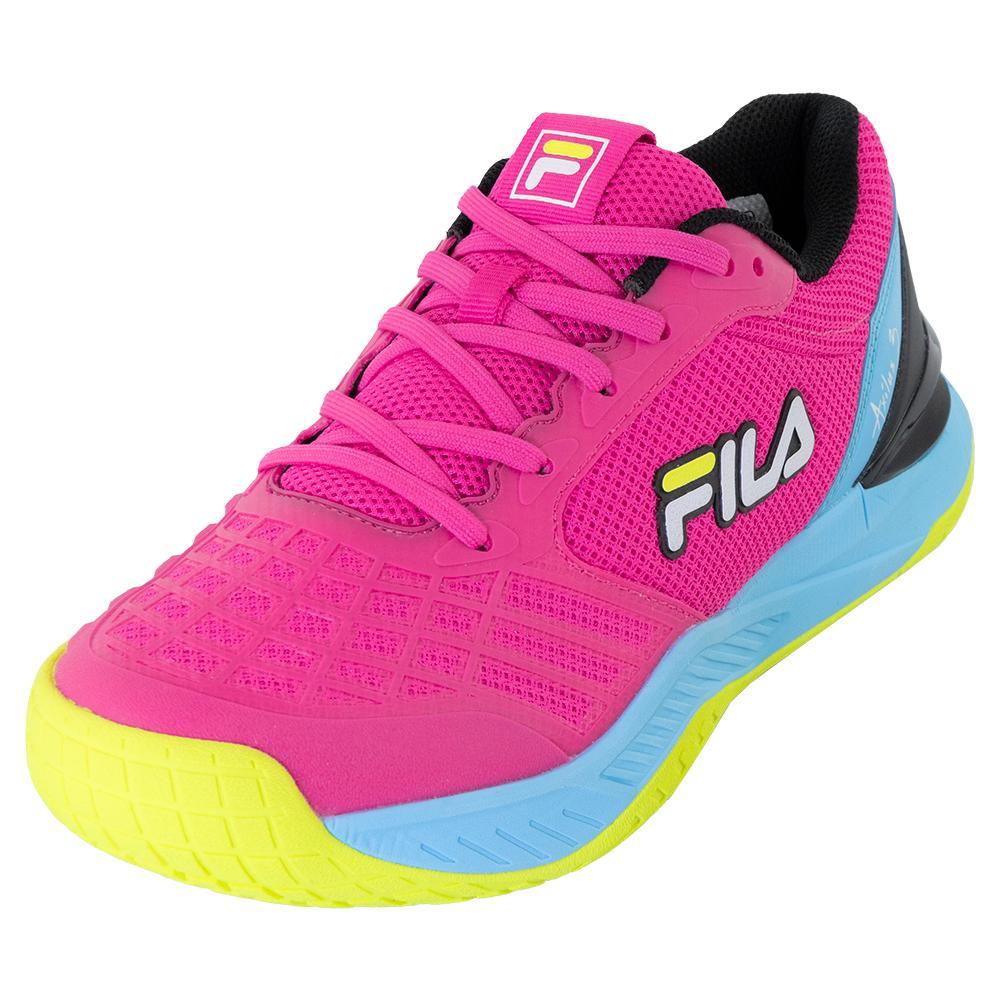 Women's Axilus 3 Court Shoes Pink Glo and Bluefish