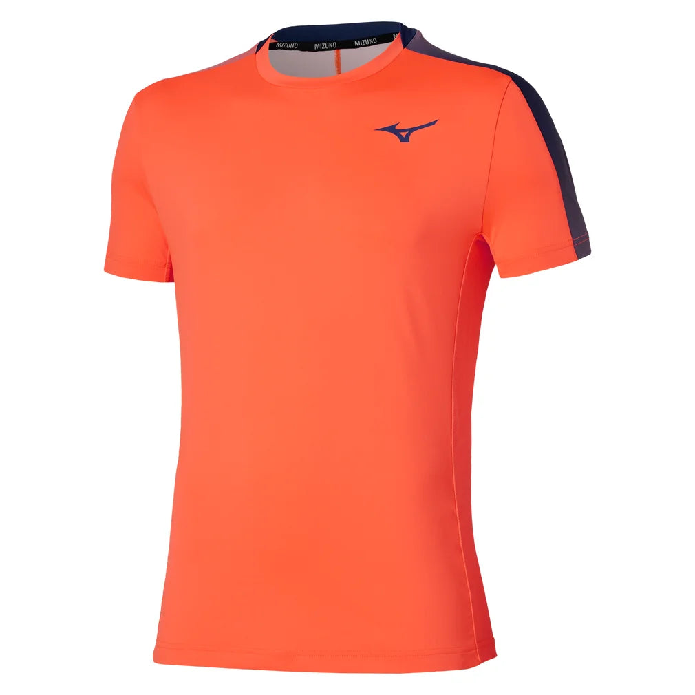 Men's Shadow Short Sleeve Tee Lava Orange, Mizuno, Lava Orange, Pickleball Express, 650042-2525F26-LAVA-ORANGE-1