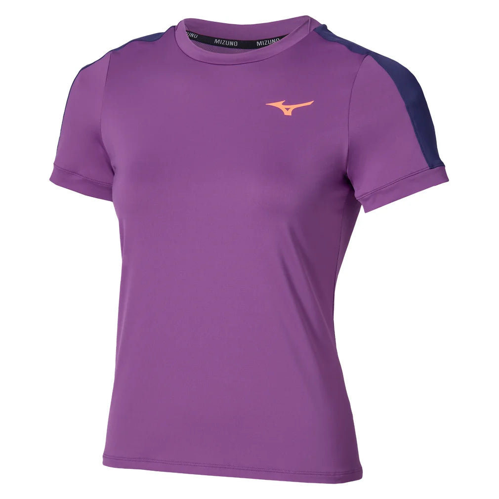 Women's Core Short Sleeve Tee Dahlia, Mizuno, Dahlia, Pickleball Express, 650046-6L6LF26-DAHLIA-1
