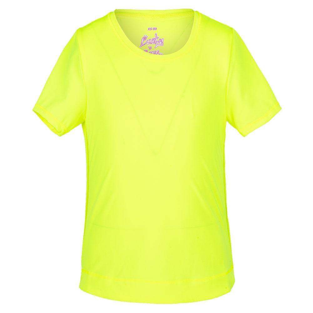 Girls' Dynamic High-Low Short Sleeve Top Neon Yellow