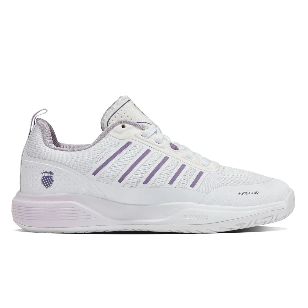 Women's Ultra Court Pickleball Court Shoes White and Orchid Hush