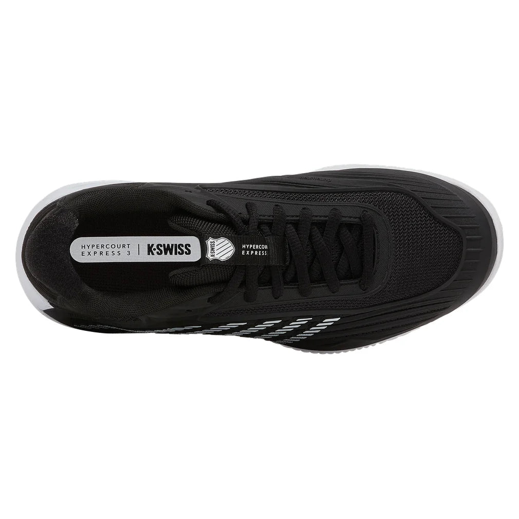 Women's CLAY Court Hypercourt Express 3 Wide Shoes Black and White, K-Swiss, Pickleball Express, 94604-002F26-4