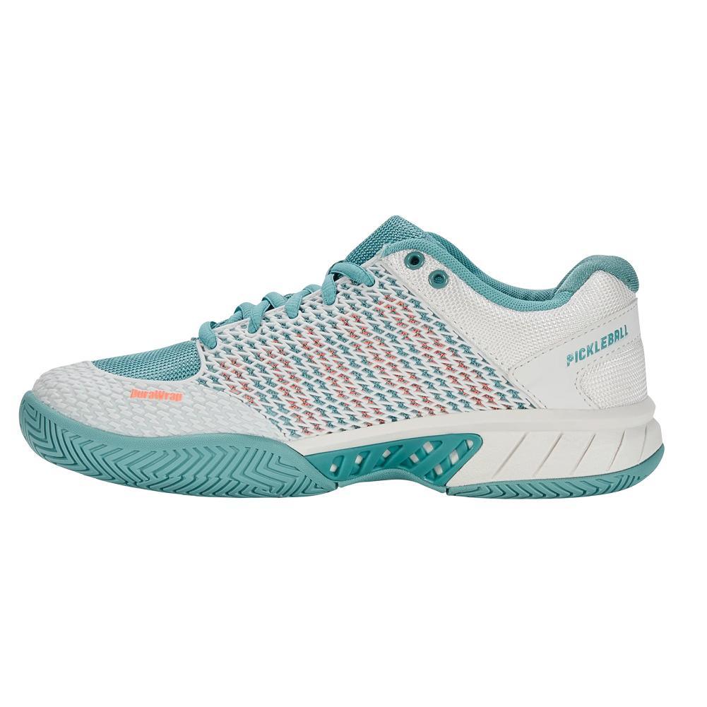 Women's Express Light Pickleball Court Shoes Blanc de Blanc and Nile Blue