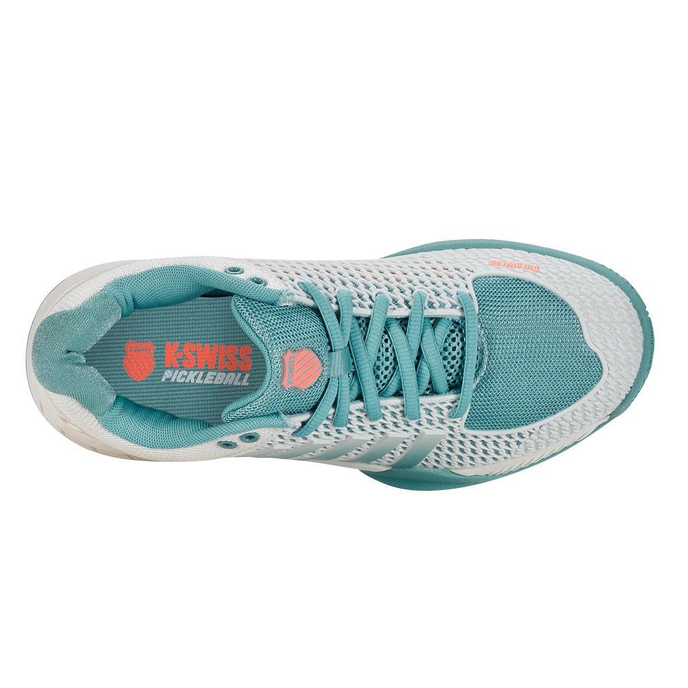 Women's Express Light Pickleball Court Shoes Blanc de Blanc and Nile Blue