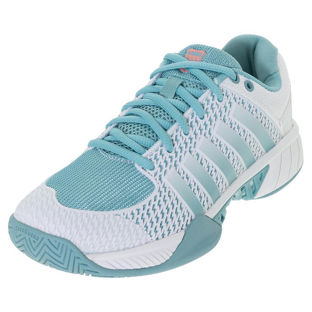 Women's Express Light Pickleball Court Shoes Blanc de Blanc and Nile Blue