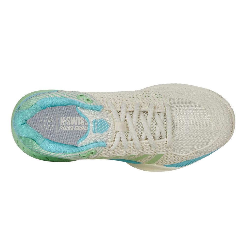 Women's Express Light Wide Pickleball Court Shoes Egret and Patina Green