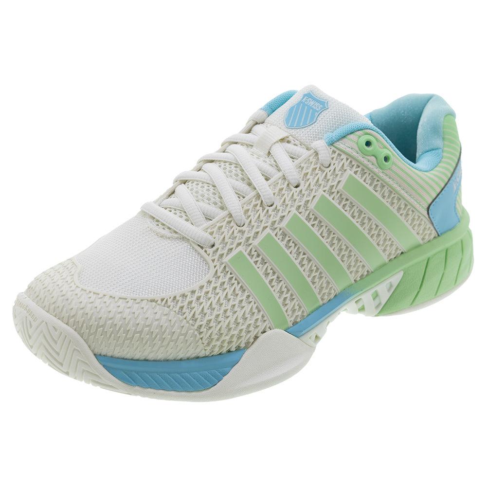 Women's Express Light Wide Pickleball Court Shoes Egret and Patina Green
