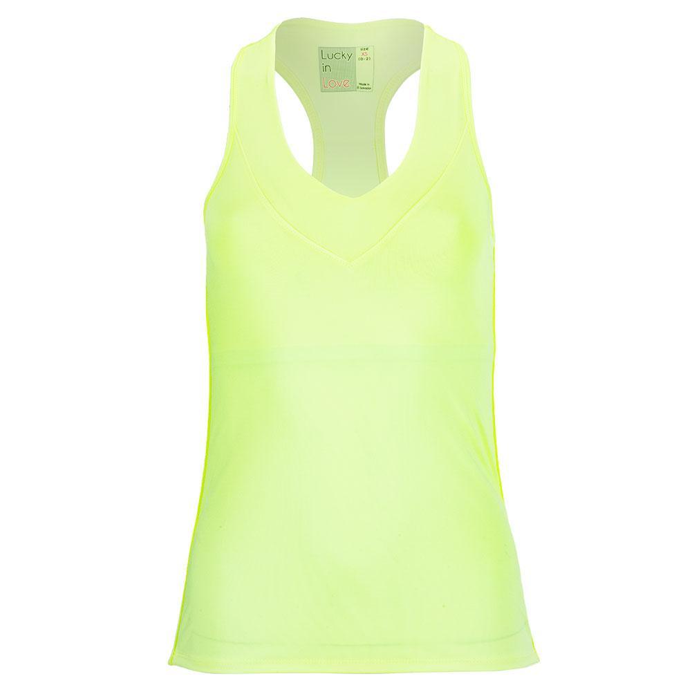 Women's V-Neck Tank with Bra in Lemon Frost