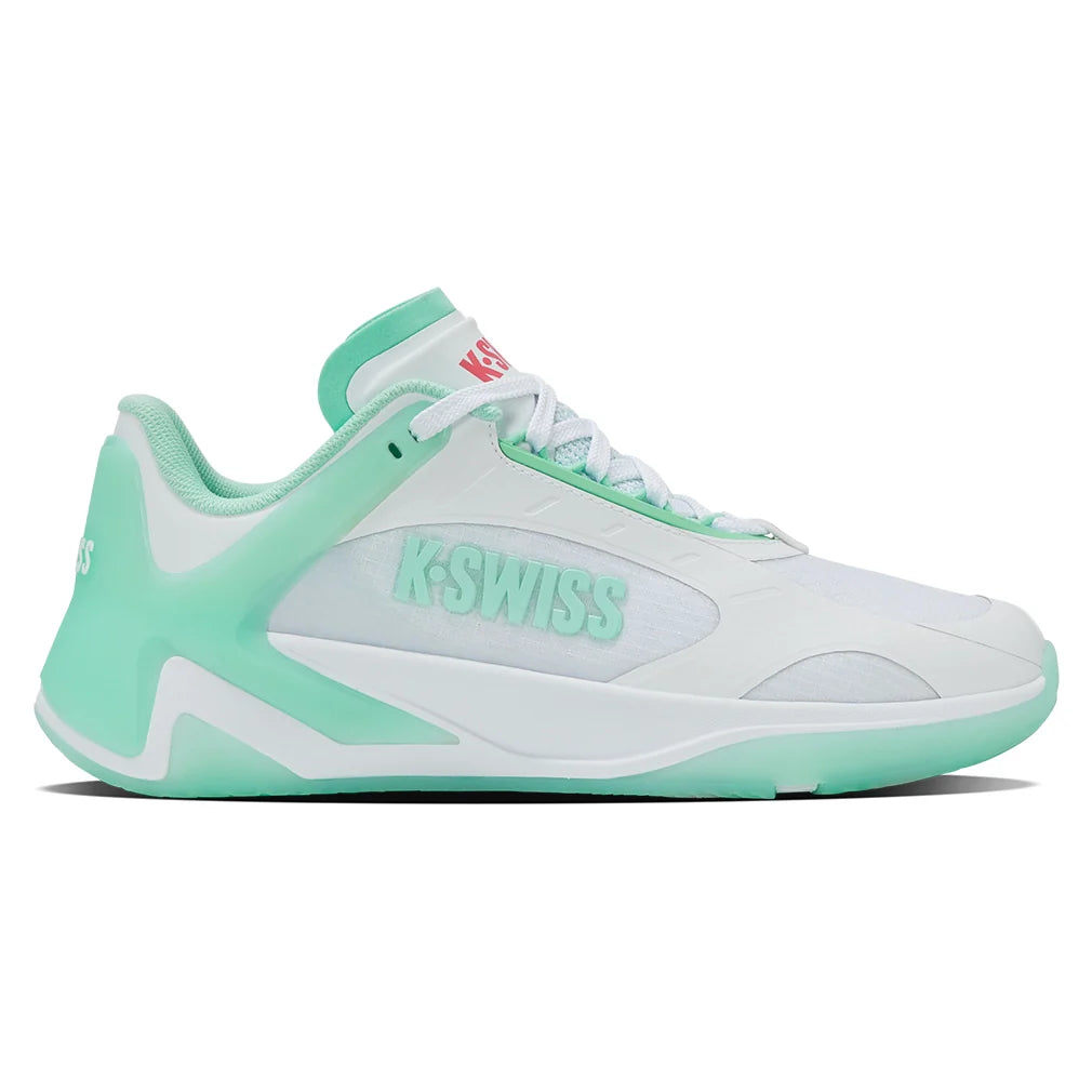 Women's K-Frame Pickleball Shoes White and Neon Mint