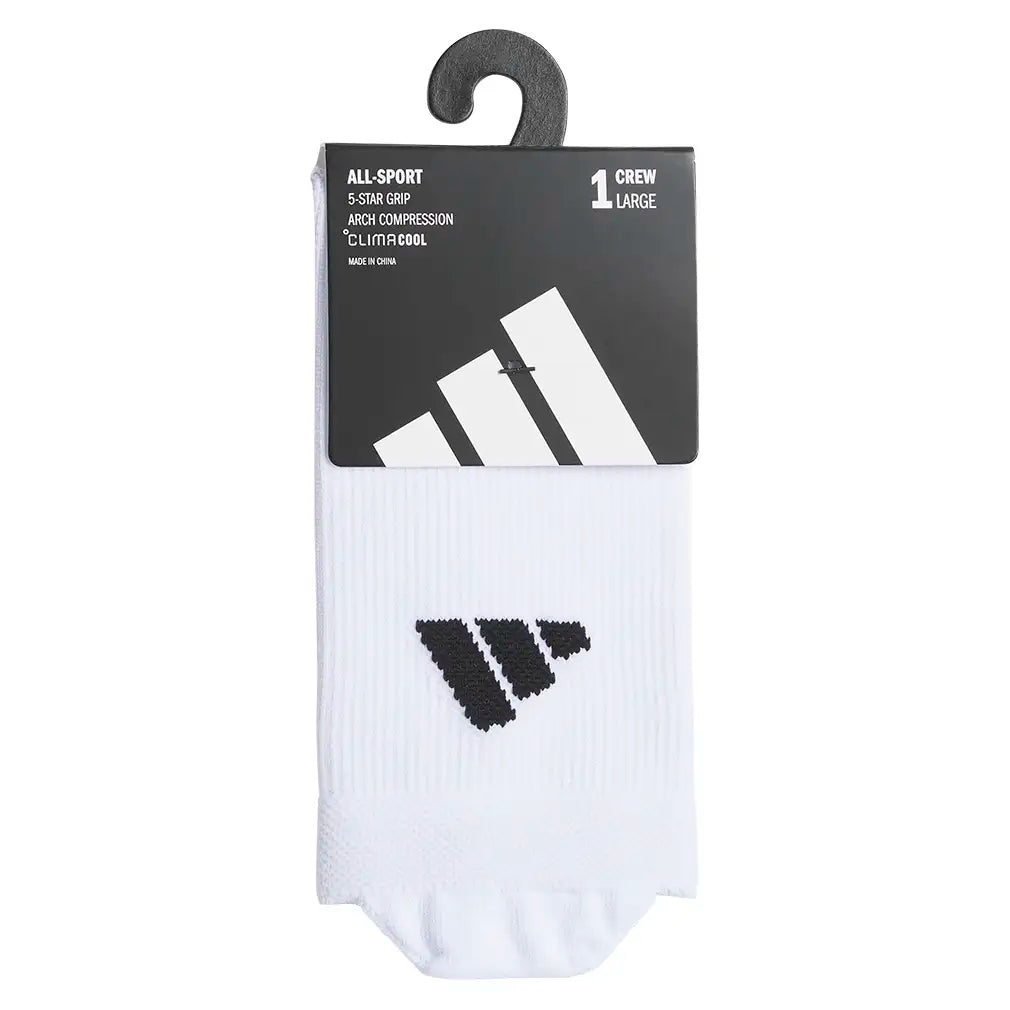 Men's 5 Star Team Grip Crew Socks White and Black