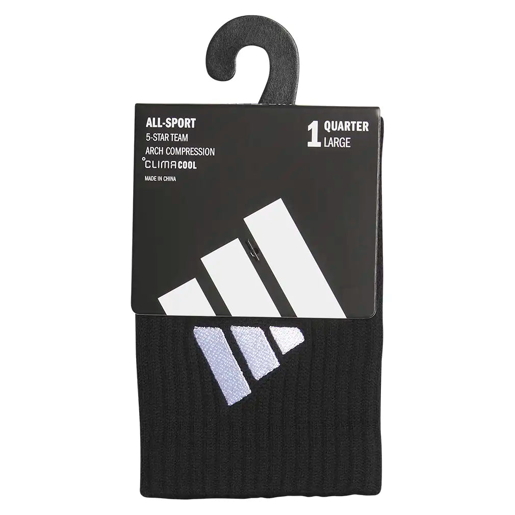 Men's 6 Star Team 3 Quarter Crew Socks Black and White
