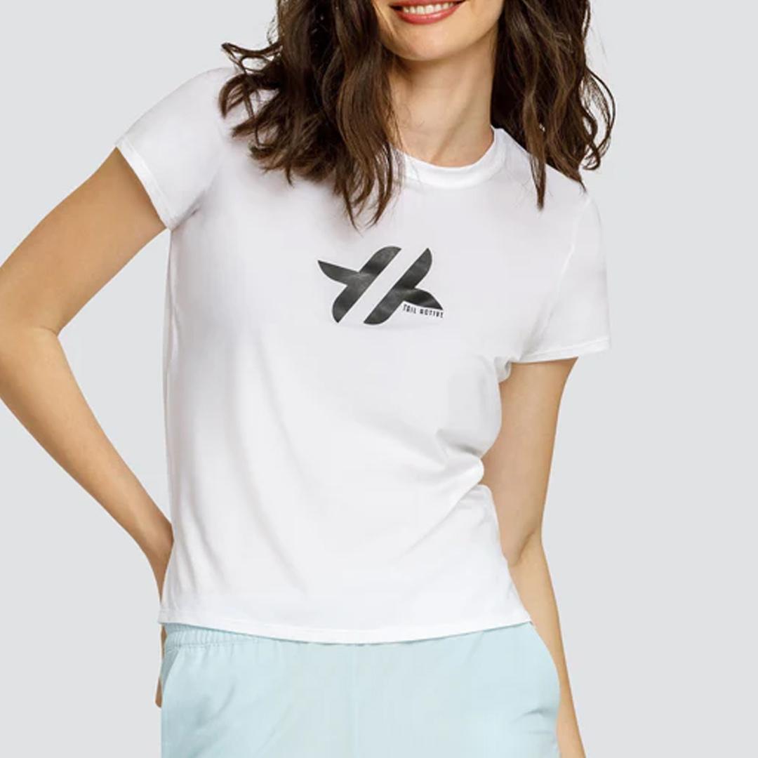Women's Bijou Short Sleeve Top White with Logo