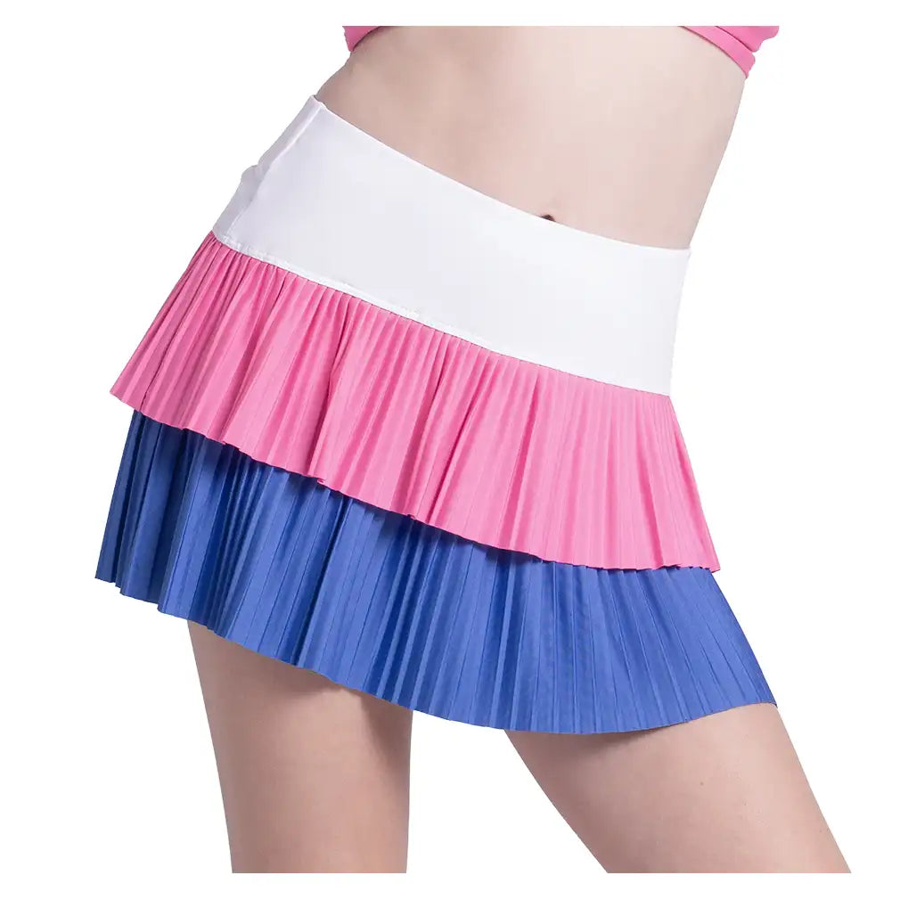 Girls' Doubles Pleated Skort Parisian Blue and Taffy