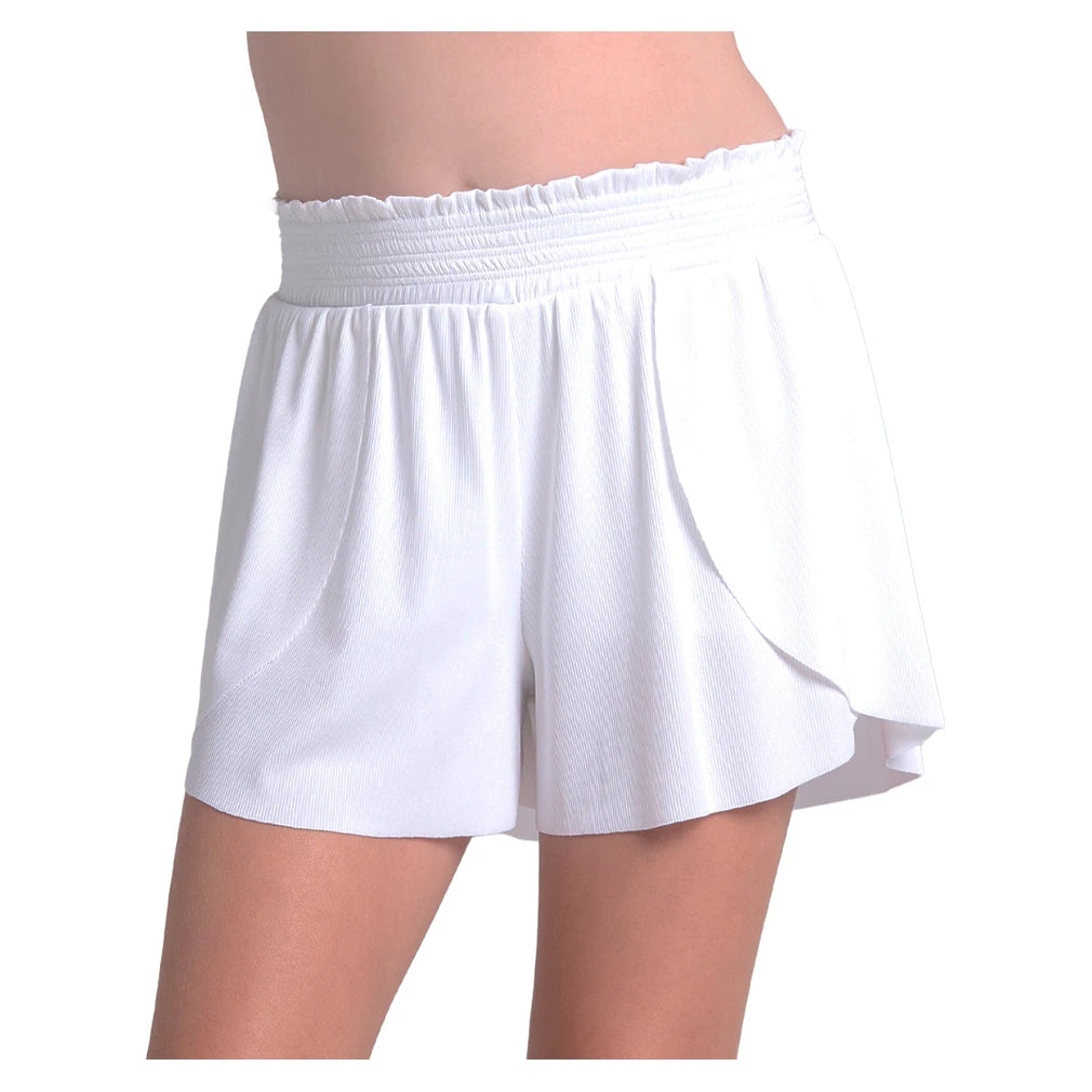Girls' Crossover Flounce Short White