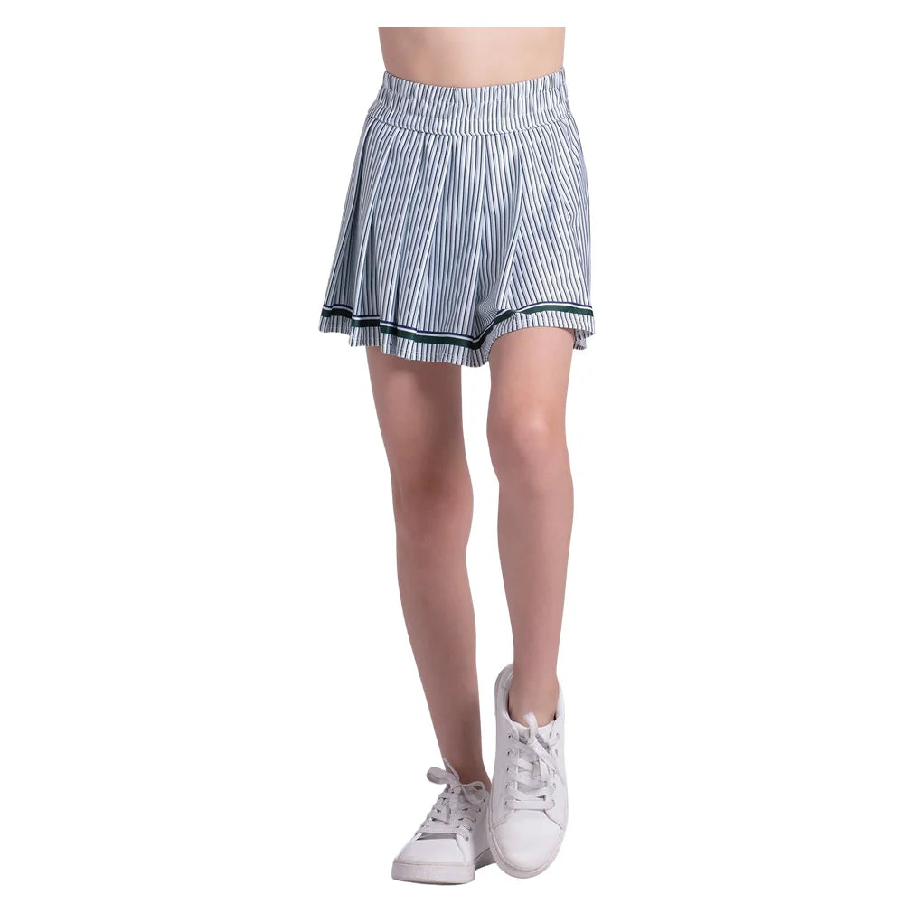 Girls' Prep Edit Pleat Skort Team Green and White, Lucky In Love, Pickleball Express, B186-27J300-3