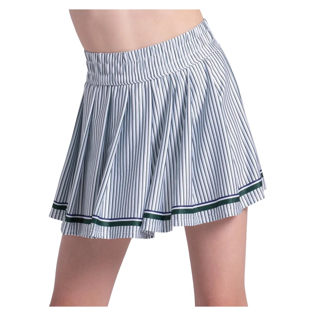 Girls' Prep Edit Pleat Skort Team Green and White, Lucky In Love, Team Green/White, Pickleball Express, B186-27J300-TEAM-GREEN-WHITE-1