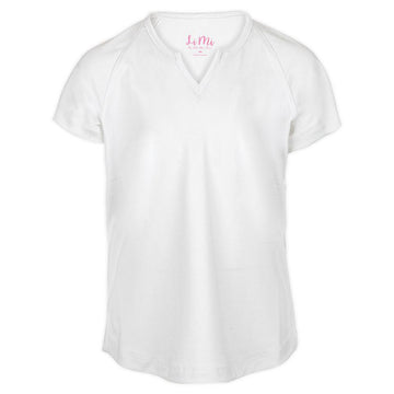 Girls' Notched Collar Top White