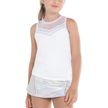 Girl's Ikat About It Tie Back Tank White