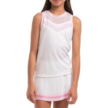Girl's Retro Deco Tie Back Tank White