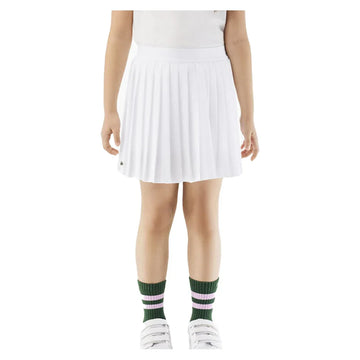 Girls' Pleated Poly Skort with Shorts Blanc