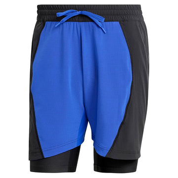 Mens 9 Inch Short and Tight Set Lucid Blue and Black