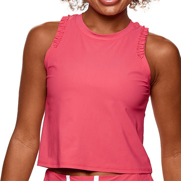 Women's Ruffle Crop Tank Geranium