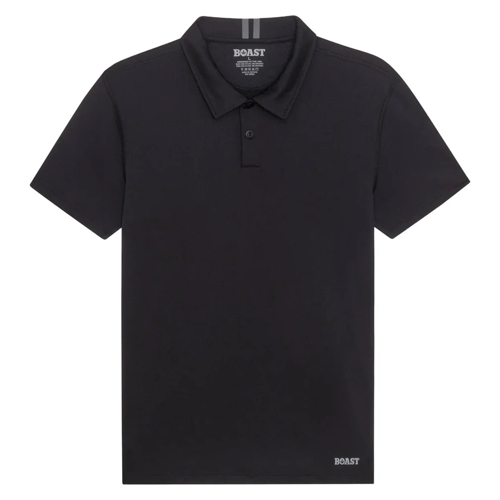 Men's Tournament Raglan Polo, Boast, Black/Asphalt, Pickleball Express, BM5PO11-F26-BLACK-ASPHALT-1