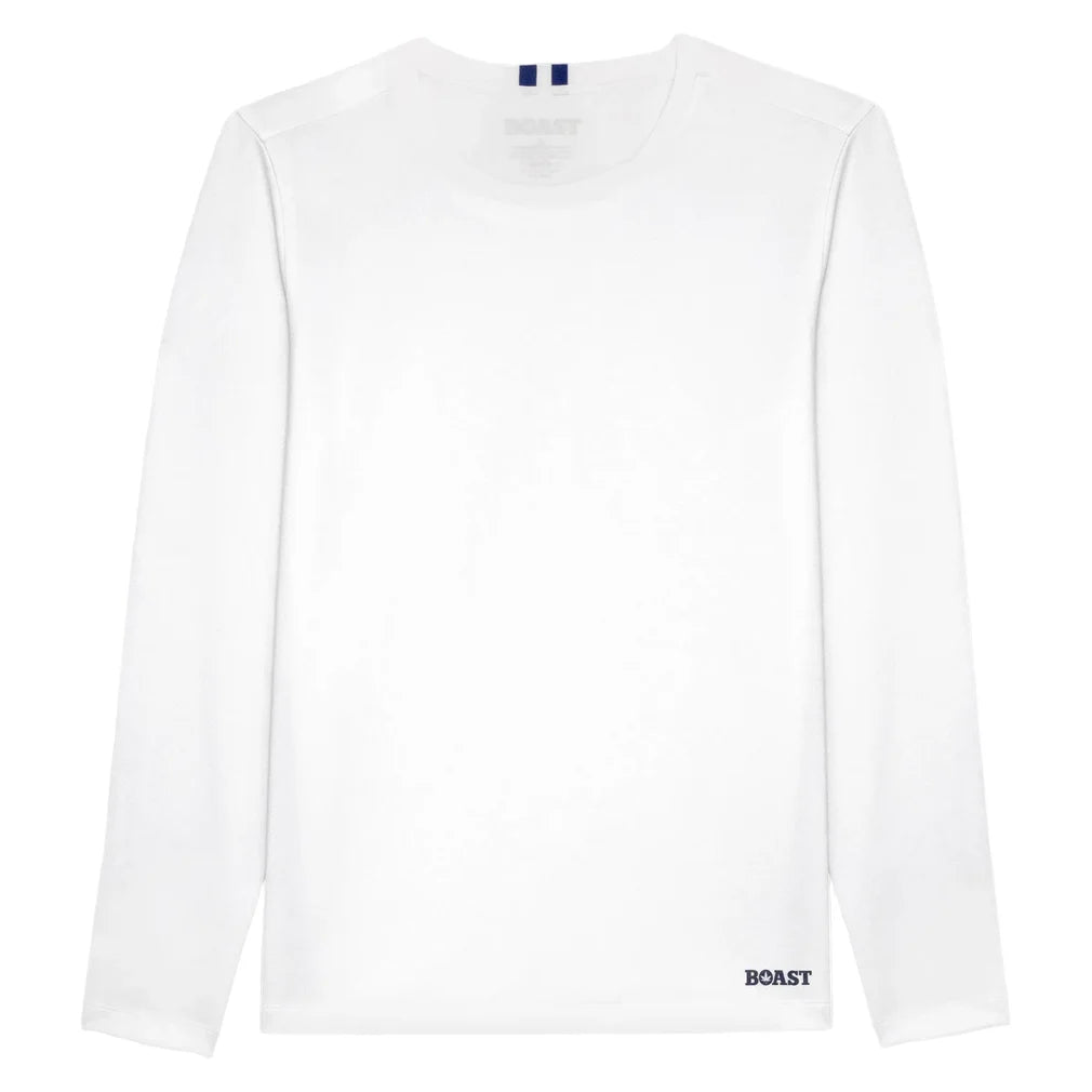 Men's Long Sleeve Tournament Crew, Boast, White/Navy, Pickleball Express, BM5TP30-F26-WHITE-NAVY-1