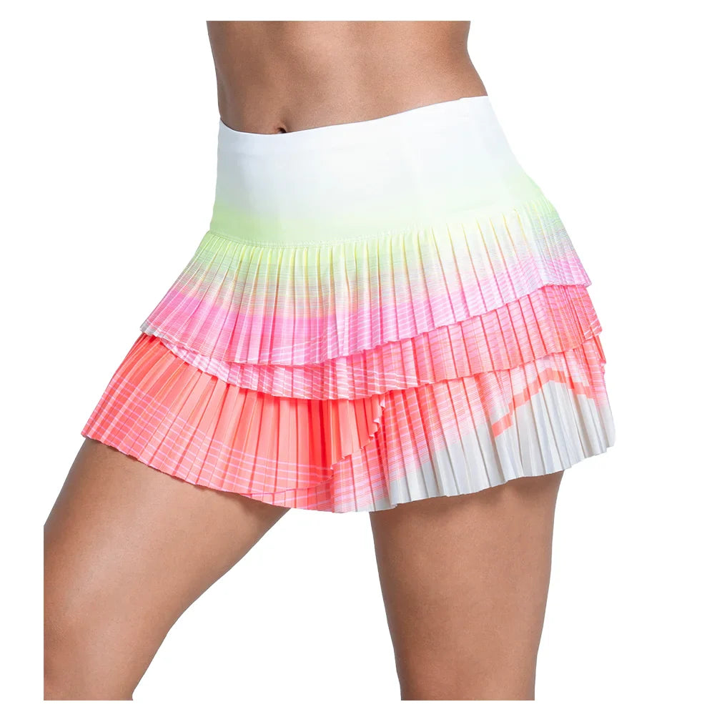Women`s Sunset Spin Scallop Pleated 13 Inch Tennis Skort Flamingo
