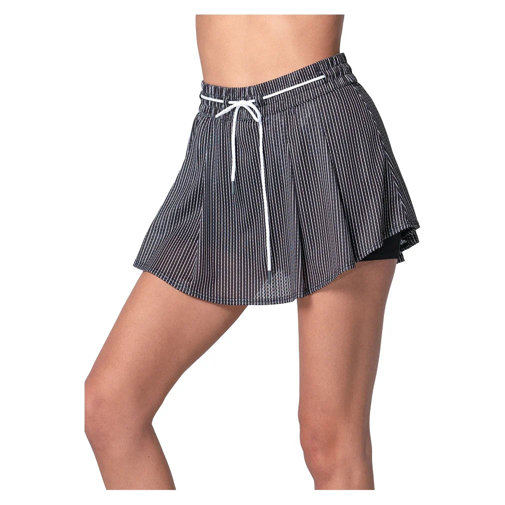 Women's High Waist Pinstripe Skort Black