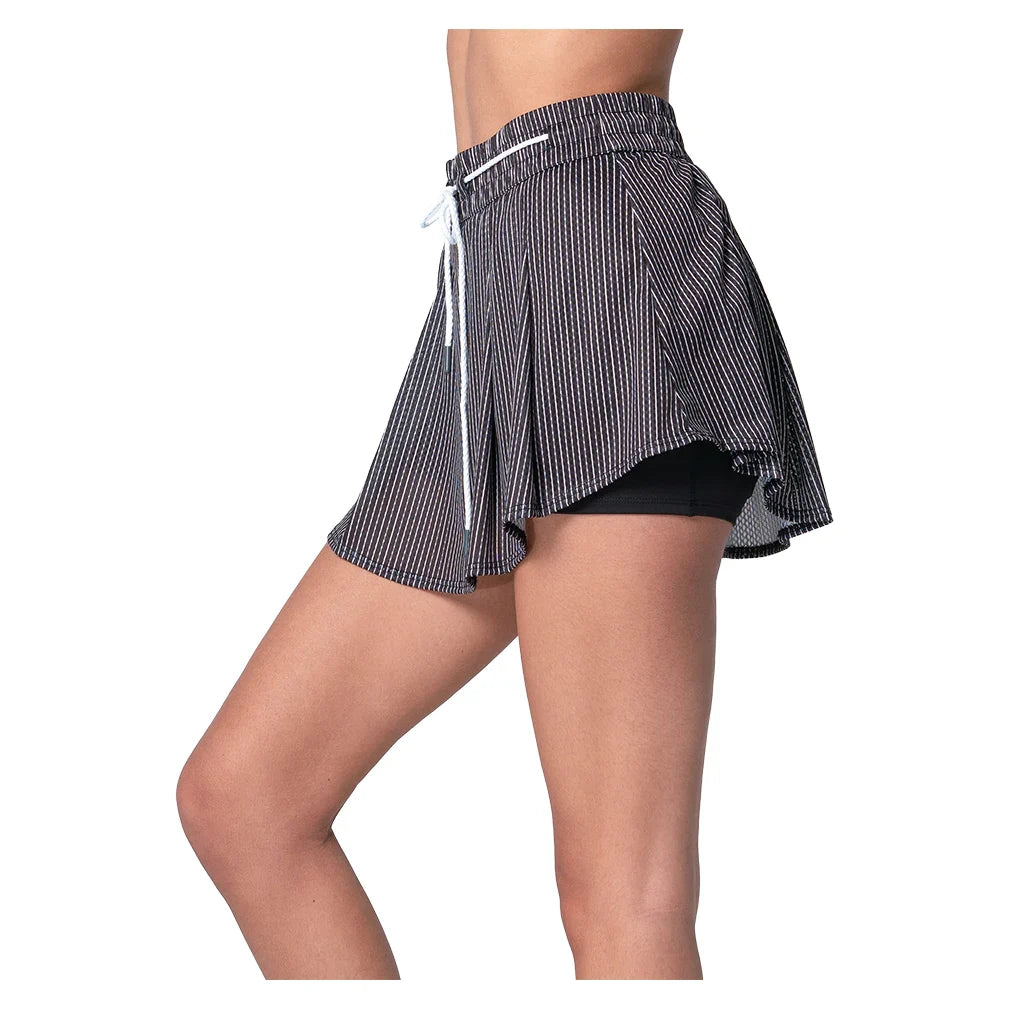 Women's High Waist Pinstripe Skort Black