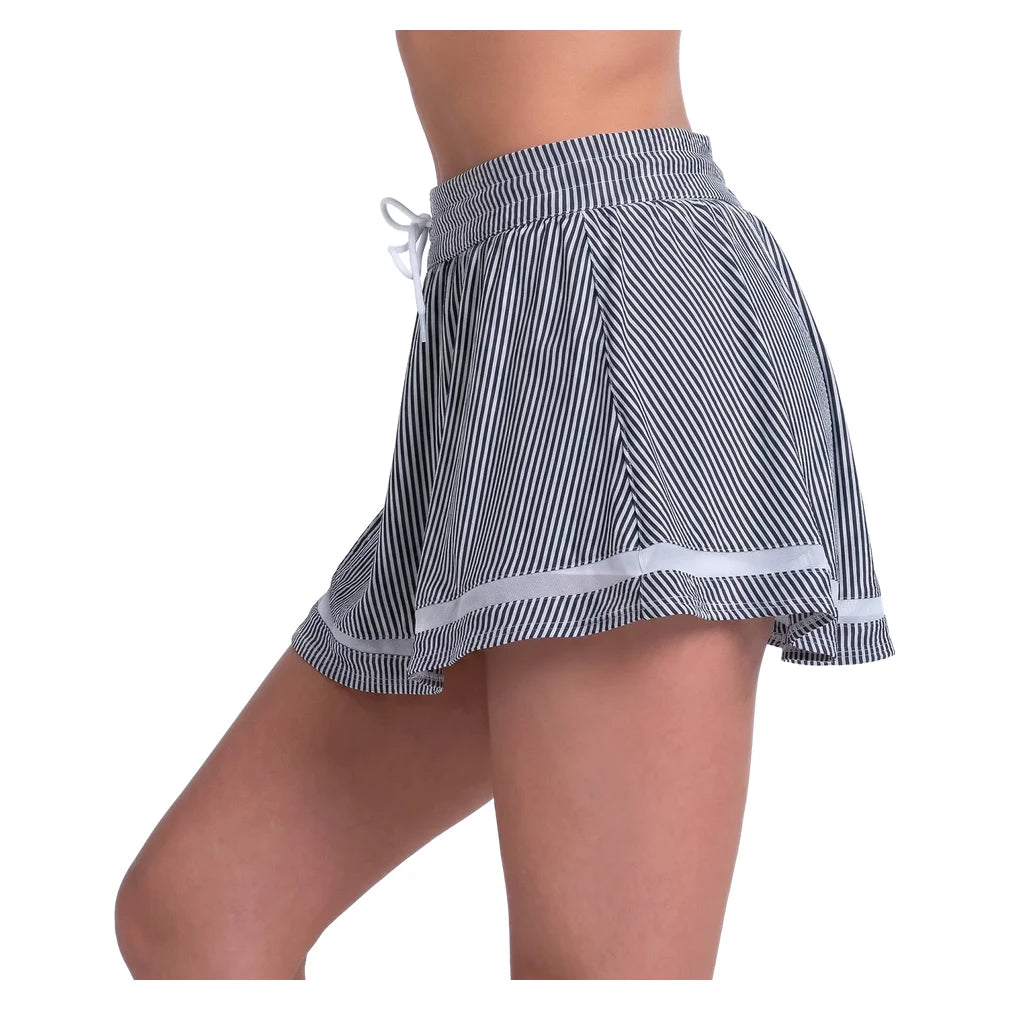 Women's High Waist Seersucker Skort Black, Lucky In Love, Pickleball Express, CB822-001F26-1