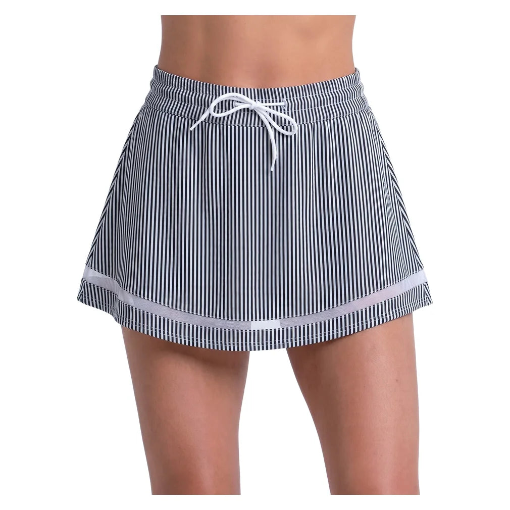 Women's High Waist Seersucker Skort Black, Lucky In Love, Black, Pickleball Express, CB822-001F26-BLACK-1