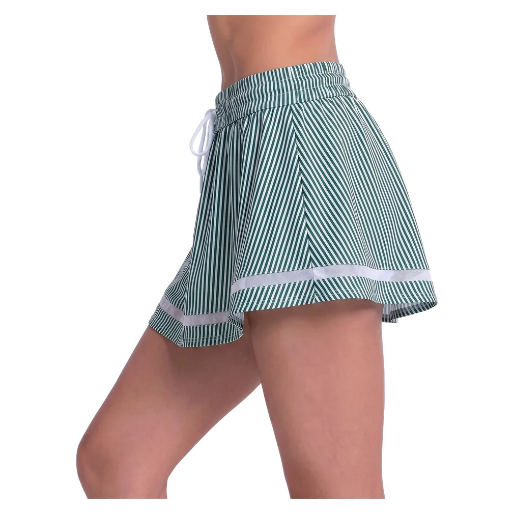 Women's High Waist Seersucker Skort Team Green, Lucky In Love, Pickleball Express, CB822-300F26-1