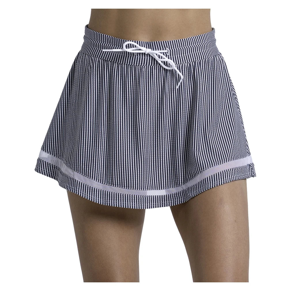 Women's High Waist Seersucker Skort Midnight, Lucky In Love, Pickleball Express, CB822-401F26-1