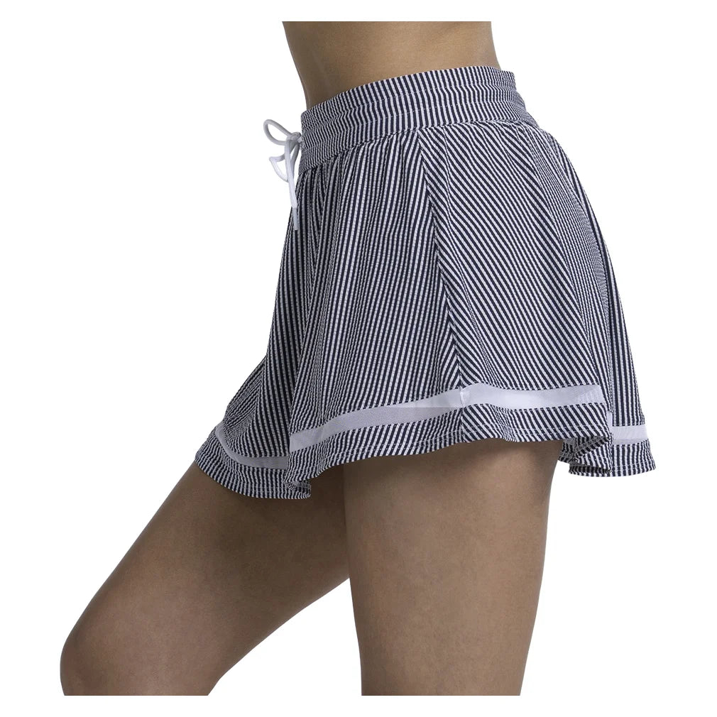 Women's High Waist Seersucker Skort Midnight, Lucky In Love, Pickleball Express, CB822-401F26-3