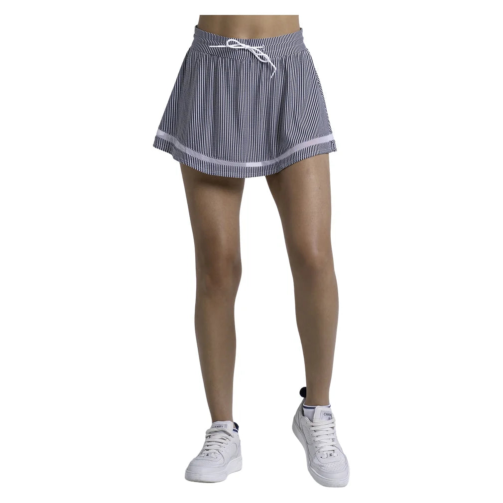 Women's High Waist Seersucker Skort Midnight, Lucky In Love, Pickleball Express, CB822-401F26-4
