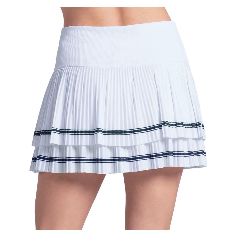 Women's Preppy Court 14 Inch Pleated Skort White, Lucky In Love, Pickleball Express, CB843-03H110-1