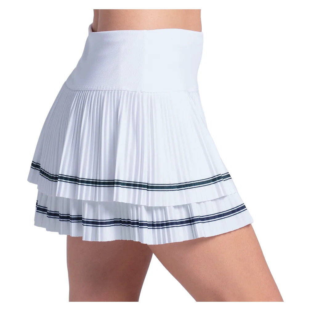 Women's Preppy Court 14 Inch Pleated Skort White, Lucky In Love, Pickleball Express, CB843-03H110-2
