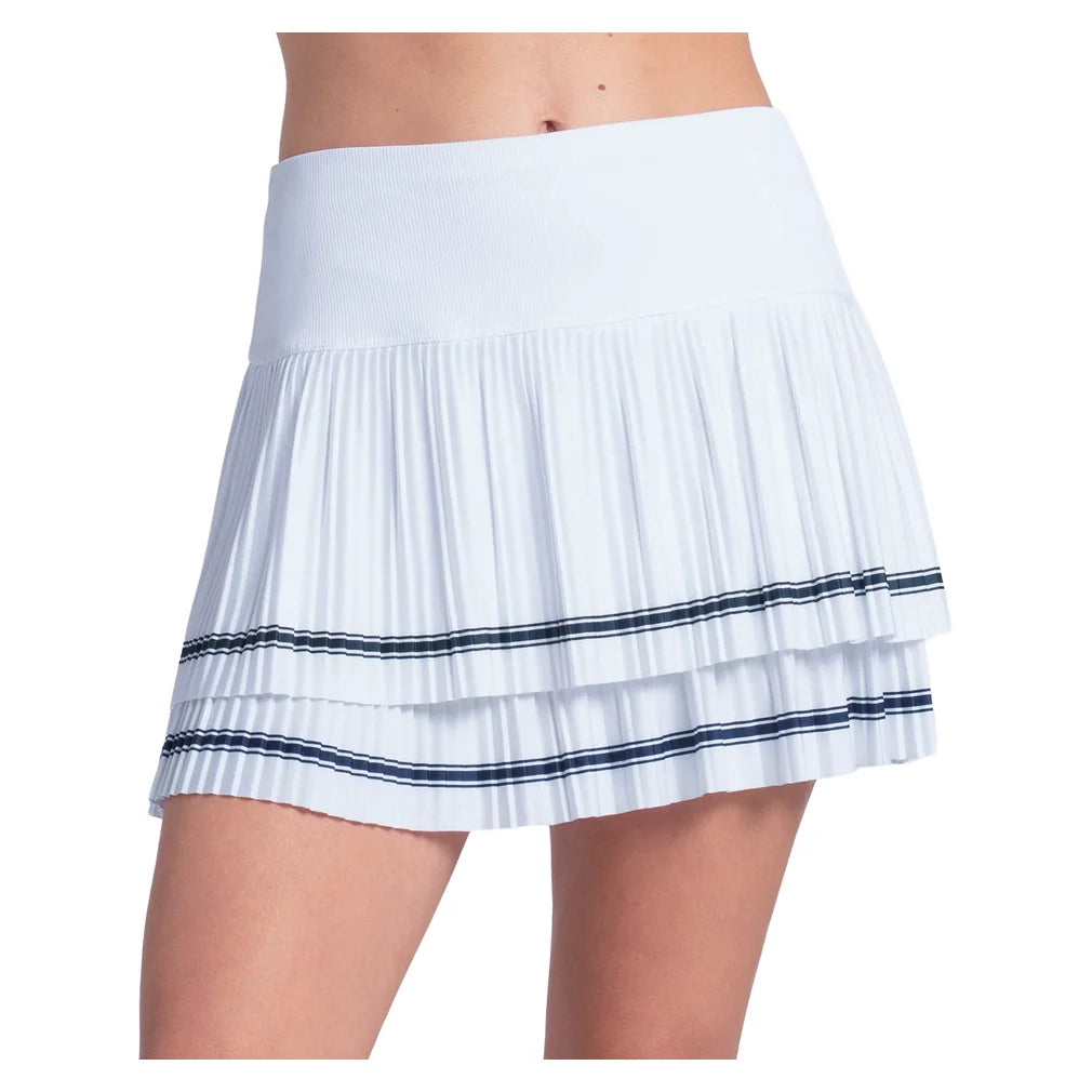 Women's Preppy Court 14 Inch Pleated Skort White, Lucky In Love, White, Pickleball Express, CB843-03H110-WHITE-1