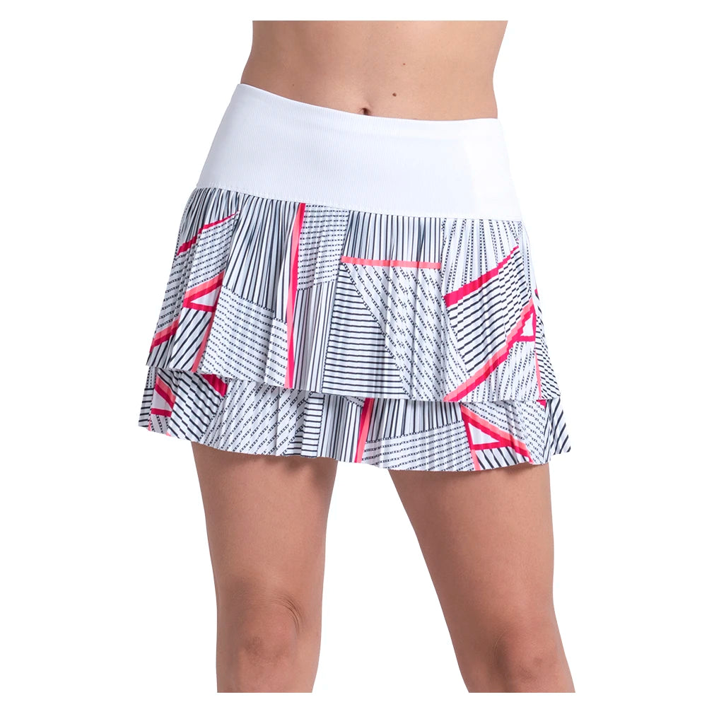 Women's Geo Glow Pleated Skort White