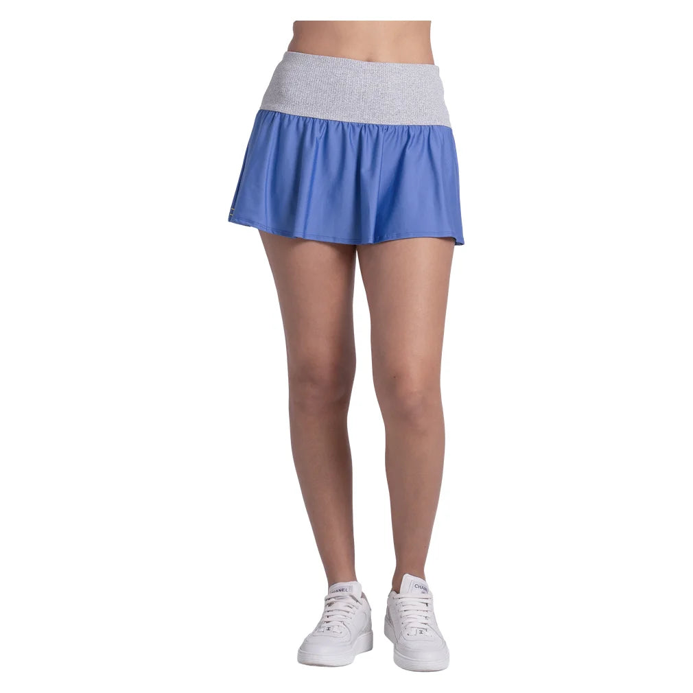 Women's Rib Line 13 Inch Flounce Skort Parisian Blue, Lucky In Love, Pickleball Express, CB871-434-3