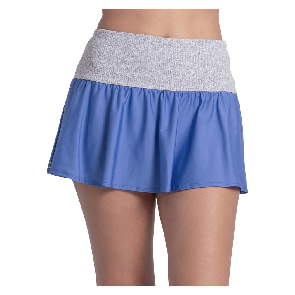 Women's Rib Line 13 Inch Flounce Skort Parisian Blue, Lucky In Love, Parisian Blue, Pickleball Express, CB871-434-PARISIAN-BLUE-1
