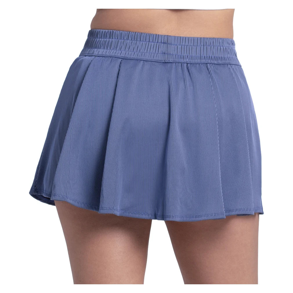 Women's High Waist Rib Sport Cord 13 Inch Skort Parisian Blue, Lucky In Love, Pickleball Express, CB874-434-1