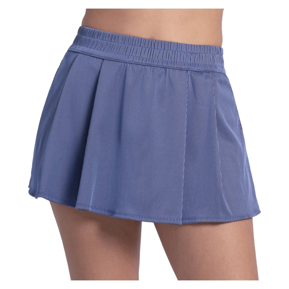 Women's High Waist Rib Sport Cord 13 Inch Skort Parisian Blue, Lucky In Love, Parisian Blue, Pickleball Express, CB874-434-PARISIAN-BLUE-1