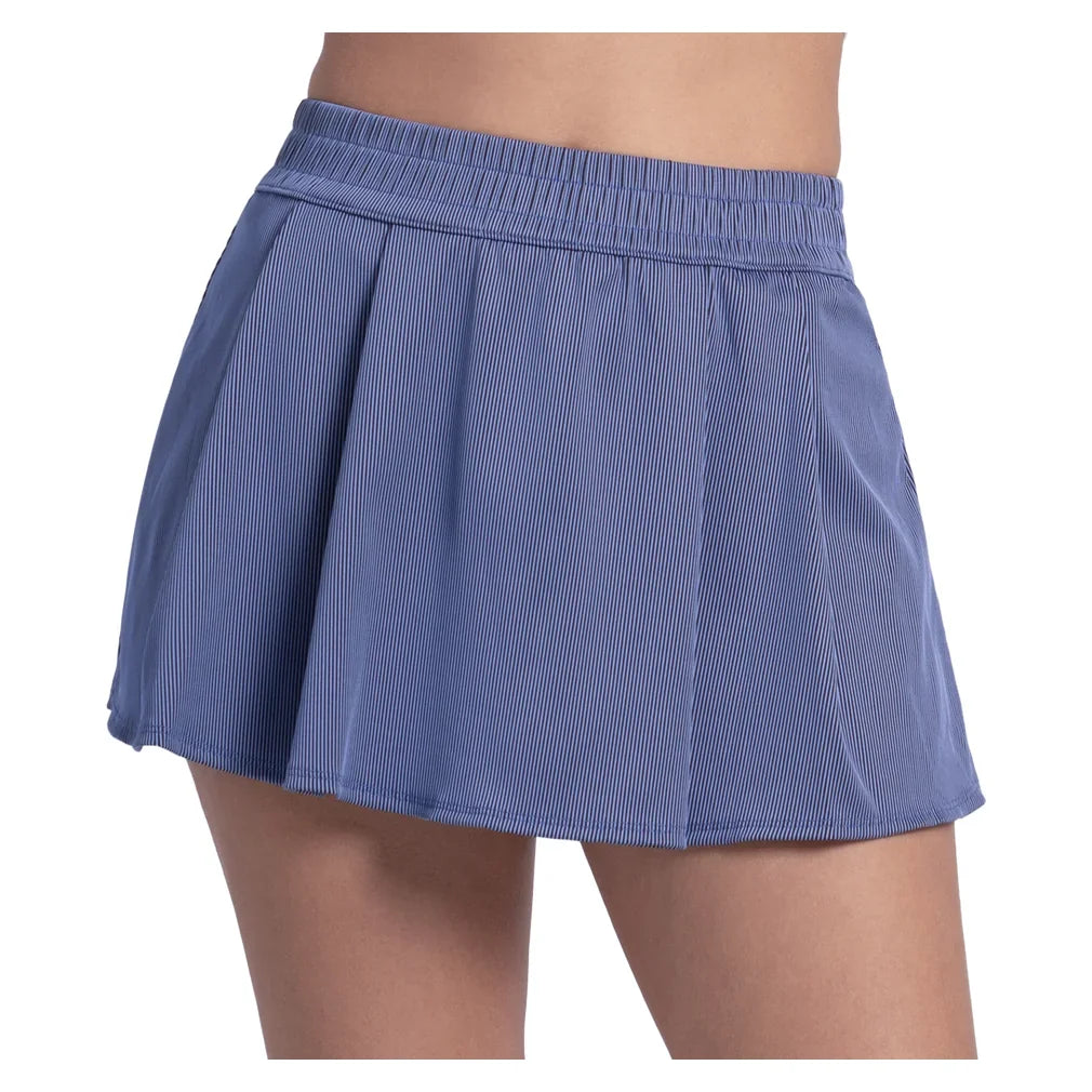 Women's High Waist Rib Sport Cord 13 Inch Tennis Skort Parisian Blue, Lucky In Love, Parisian Blue, Tennis Express, CB874-434-PARISIAN-BLUE-1