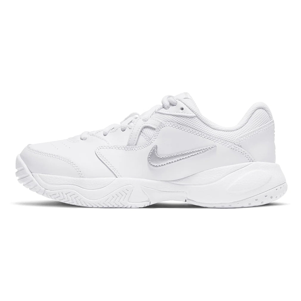 Juniors' Court Lite 2 Court Shoes White and Metallic Silver