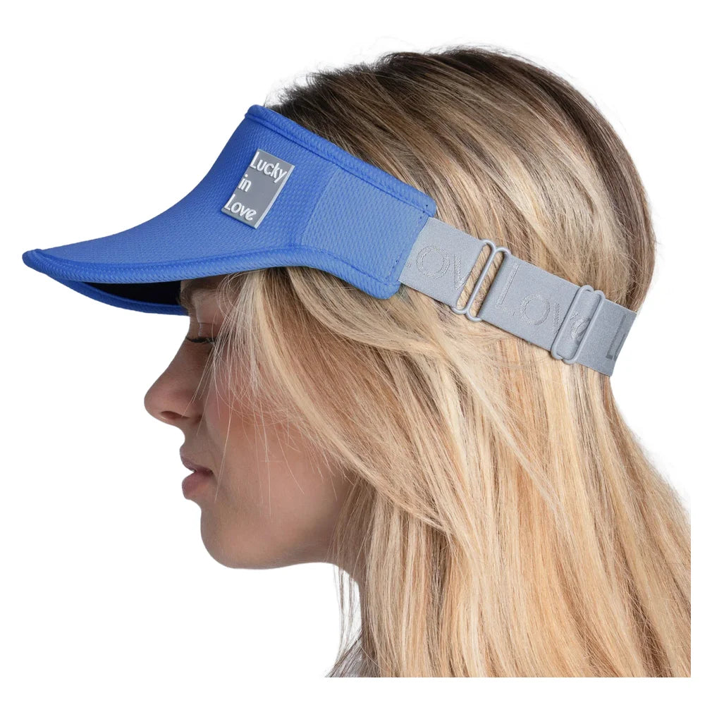 Women's Lucky Logo Stretch Visor Parisian Blue, Lucky In Love, Parisian Blue, Pickleball Express, CH011-434-PARISIAN-BLUE-2
