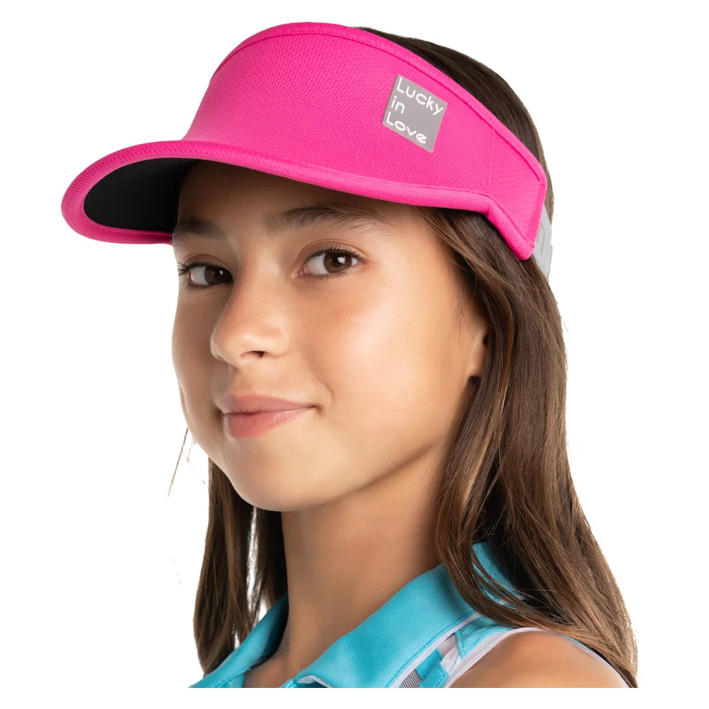Women's Lucky Logo Stretch Visor Shocking Pink, Lucky In Love, Shocking Pink, Pickleball Express, CH011-645-SHOCKING-PINK-1