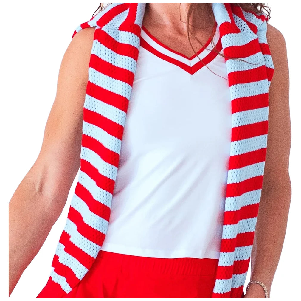 Women's Claire Tank White and Red